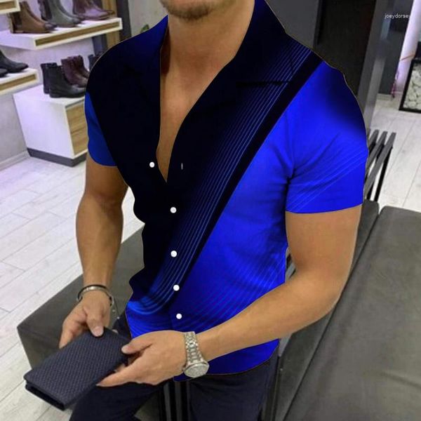 Freizeithemden für Herren, Herren-Party-Luxushemd, tropisches, dünnes Modell, Revers, 3D-Digitaldruck, Oberteil, Sommerkleidung, tägliche Streetwear, Blusen