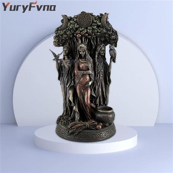 YuryFvna 16 cm Harzstatue Griechenland Religion Keltische Dreifache Göttin Jungfrau Mutter und die alte Frau Skulptur Figur 220112234M