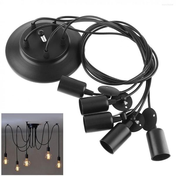 Luzes de teto 5 cabeças base de metal e material de plástico vintage lâmpada industrial edison lustre leve iluminação pendente