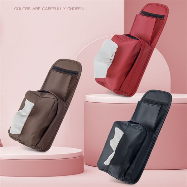 Organizer per auto in pelle Borsa portaoggetti appesa laterale per seggiolino auto Sedile di guida Scatola per fazzoletti laterali Tasca Porta carte di credito universale Accessori per organizer