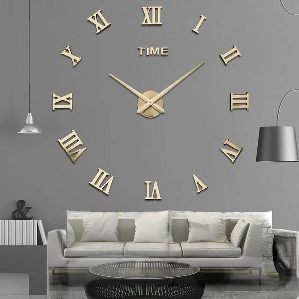 Настенные часы Специальное предложение 3d Большое акриловое зеркало Настенные часы Diy Кварцевые часы Натюрморт Часы Современное украшение дома Наклейки для гостиной 231123