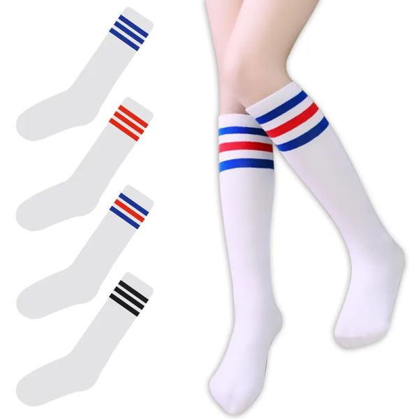 Korea College-Stil WomenGirl lange Röhre drei/3 gestreifte Socken bunte Mode Baumwolle hochwertige ausgefallene Röhrensocken BJ