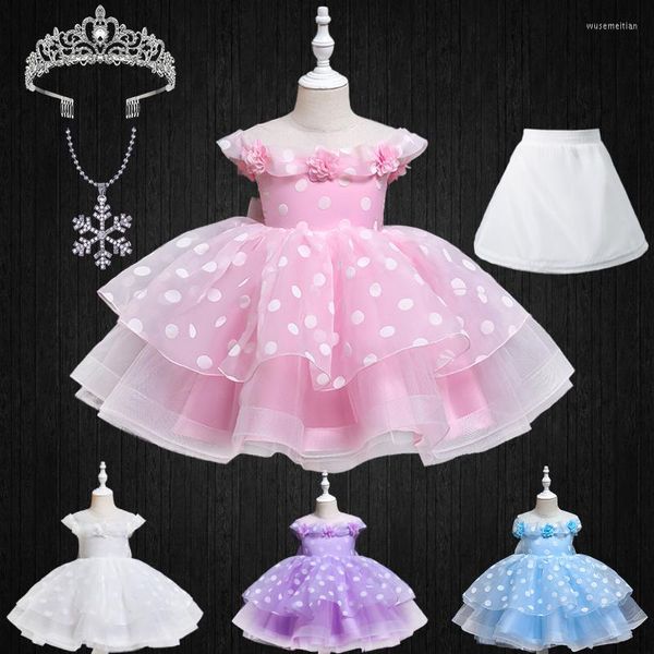 Mädchenkleider Säuglingsbaby Blumenmädchen Prinzessin Tüll Punktdruck Kleid Plus Schleife Kleinkind Ein Jahr alt Geburtstagsfeier Taufe Kuchen Ball