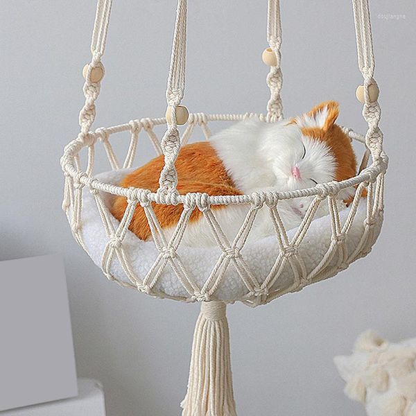 Cat Beds Large Macrame Hammock Hanging Swing Dog Bed Basket Home Pet Accessori Cat's House Puppy Gift