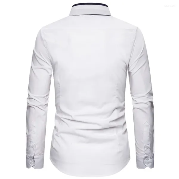 Camisas casuais masculinas camisa de impressão formal clássico colarinho manga longa blusa lapela topo duplo t-masculino tops respiráveis