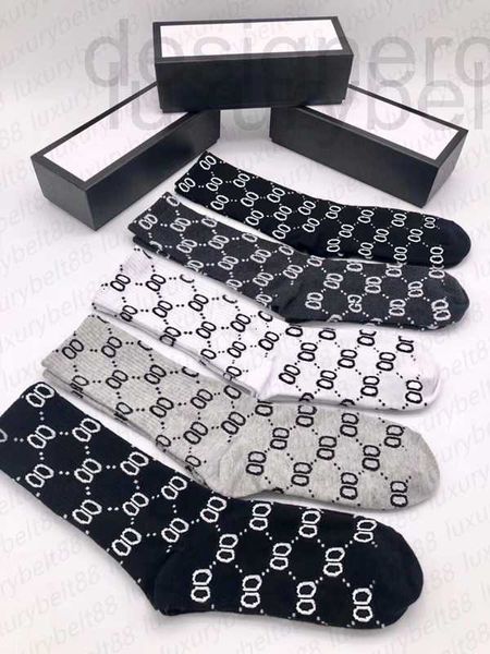 Мужские носки дизайнерские роскошные мужские четырехсезонные спортивные носки модные 5 пар комплект классические женские дизайнерские носки высокого качества чулок с вышивкой буквой G и коробкой WXG9
