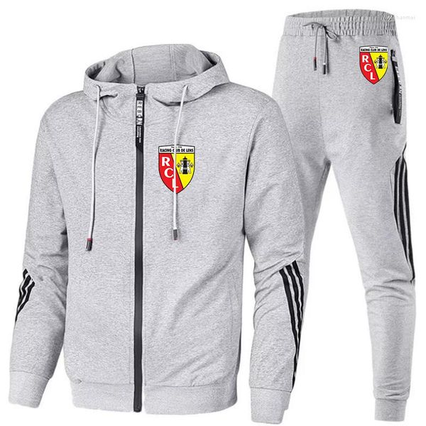 Мужские спортивные костюмы Euro Club RC Lens Printed Men Casual Set Spring осень спортивная одежда для спортивной одежды брюки 2pcs Sets Hip Hop Street Lake