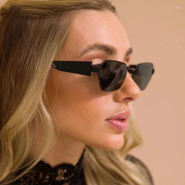 Sonnenbrille Mode Marke Design Unregelmäßigen Platz Für Frauen Retro Moderne Cat Eye Damen Metall Sonnenbrille Ins Trending Shades