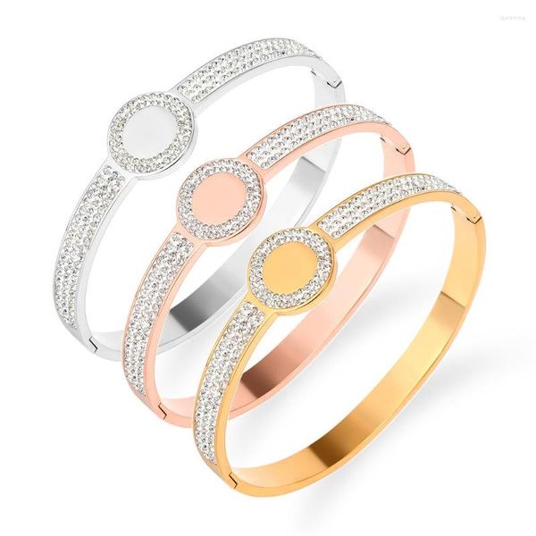 Braccialetto da donna in acciaio inossidabile 316L oro rosa per sempre amore medaglione cristalli braccialetti di alta qualità gioielli da sposa braccialetto di fascino