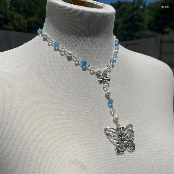 Cadeias Azul Rosário Butterfly Charm Charm