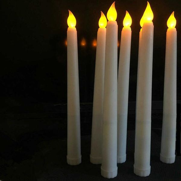 50 шт. светодиодные мерцающие беспламенные свечи цвета слоновой кости на батарейках, подсвечник, рождественский свадебный стол, домашний церковный декор 28 см H H269Y