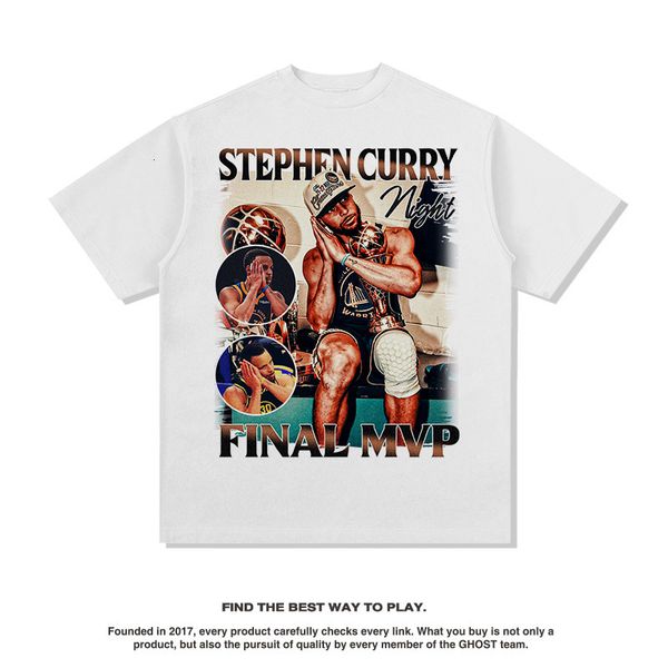 Männer S T -Shirts Jugend lustige Baumwolle Steph Curry Print Tees American Style High Street Wäsche Vintage T -Shirt Männer losen kurze Ärmel Tops 634