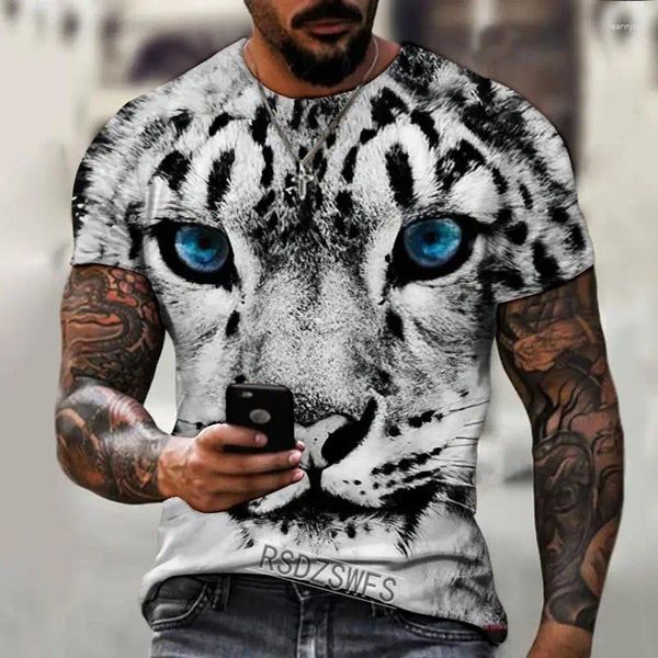 Homens camisetas Tiger Print T-shirt Verão Respirável Roupas Casuais Mens Tendência Personalidade Top de Secagem Rápida Rua de Manga Curta