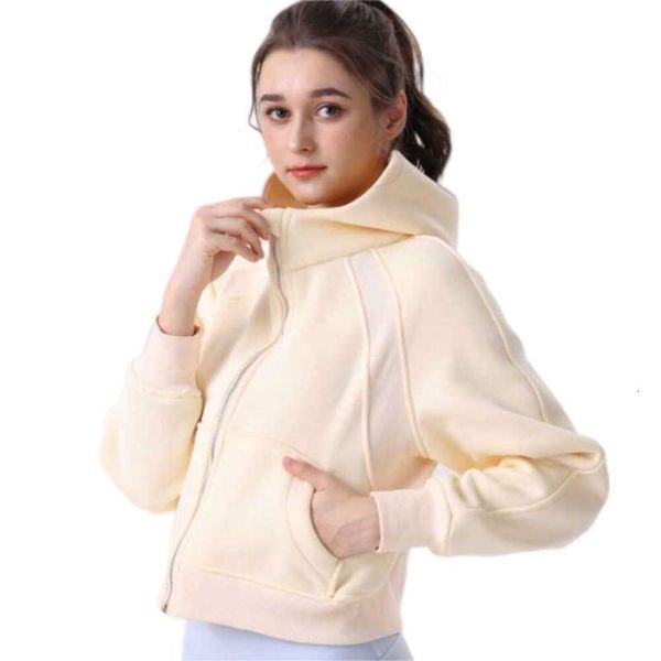 giacca corta firmata lululs donna autunno e inverno nuova donna scuba yoga sport tempo libero giacche full zip felpa con cappuccio felpa gialla tech zip intera alta qualità lulu