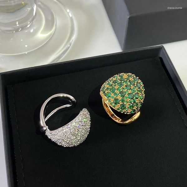Cluster-Ringe 2023 Trend Gold Silber Big Ball voller Diamanten Offener Paarring Frauen Luxusschmuck Designer