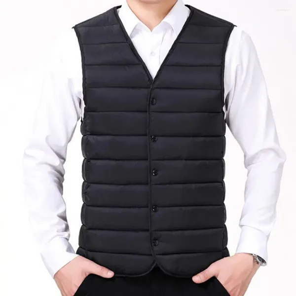 Gilet da uomo Superficie liscia Gilet di cotone casual spesso e alla moda Gilet con cuciture rigide Gilet monopetto per esterno