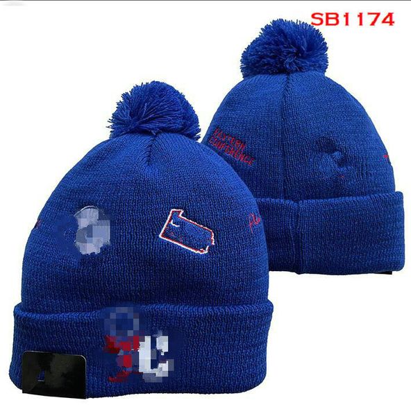 Fashion- Philadelphia''76ers''Beanie Cappelli lavorati a maglia Squadre sportive Baseball Calcio Basket Berretti Berretti Donna Uomo Pom Moda Inverno Top Caps Sport Cappelli a maglia a