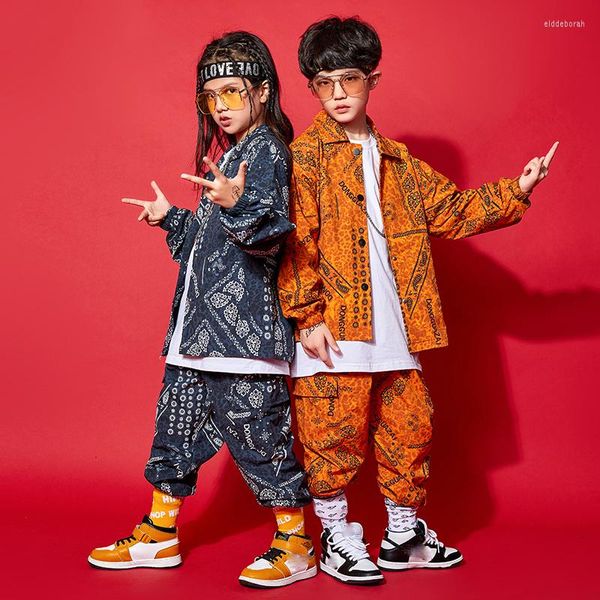 Bühnenkleidung Kinder Hip-Hop-Tanzkleidung Lose langärmlige Kpop-Outfits für Mädchen Jazz-Kostüme Performance Rave DQS7176