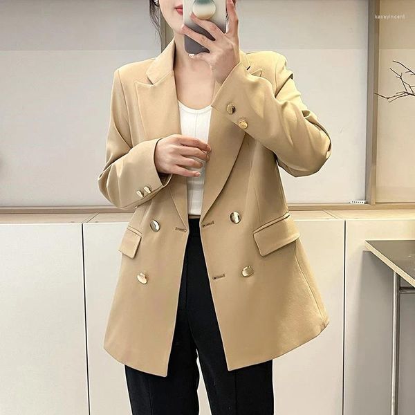 Damenanzüge, formeller Blazer für Damen, weiblich, zweireihig, langärmelig, Anzug, Mantel, Arbeitskleidung, Jacke für Büro, lässig, Herbst