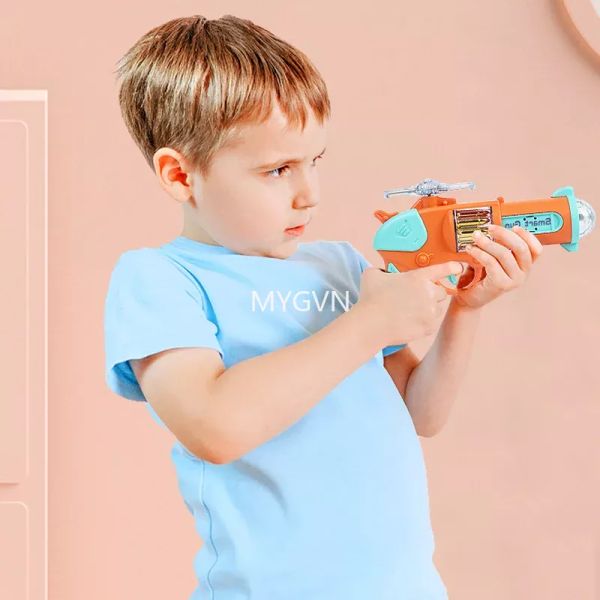 Revólver desert eagle crianças não pode atirar brinquedo pistola de projeção lançador inteligente girando com sons luzes para crianças presentes