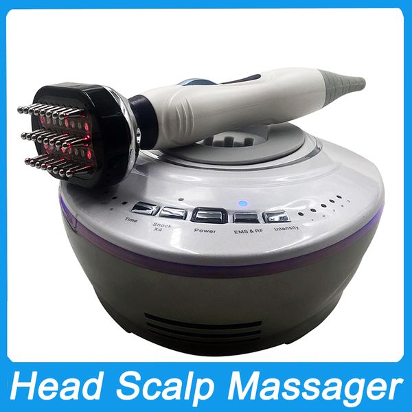 Novo produto 4 em 1 EMS Microcorrente Massageador de Couro Cabeludo Máquina de Massagem RF Bio Luz Vermelha Anti Perda de Cabelo Pente Pescoço Fisioterapia Dragagem Escova Meridiana Micro Corrente