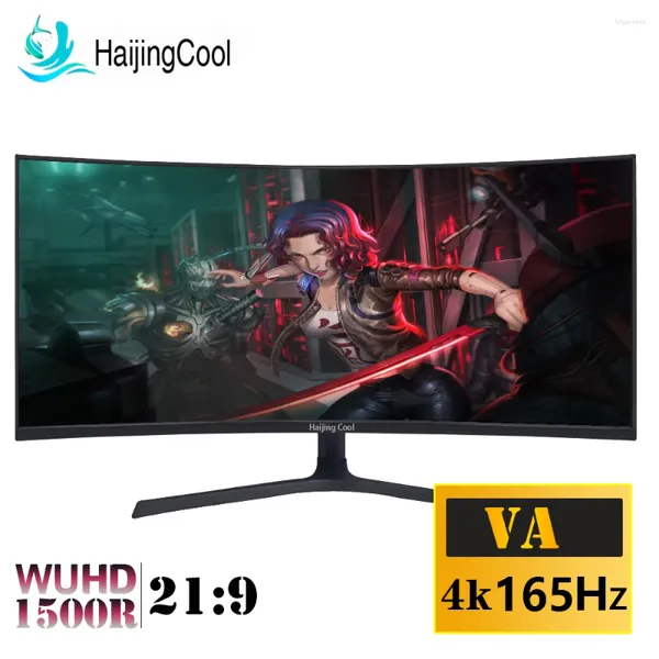 Haijing Cool Monitor da 34 pollici 4K 165Hz Ampio Display 21:9 VA 144Hz WQHD Desktop LED Gamer Schermo per computer Curvo DP/3440 1440