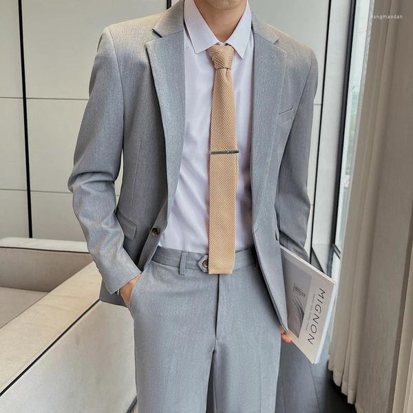 Herrenanzüge (Jacken, Hosen), Herren-Frühling, hochwertige Business-Anzüge, einfarbiger Anzug für Herren, zweiteilig, Slim-Fit-Smoking, Blazer und Hosen