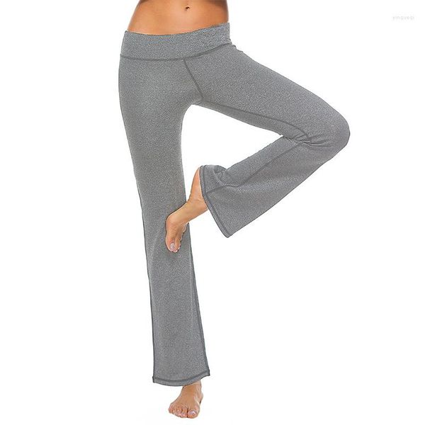 Pantaloni da donna 1 pezzo Yoga da donna gamba larga bootcut svasato poliestere palestra fitness leggings pantaloni slim a vita alta