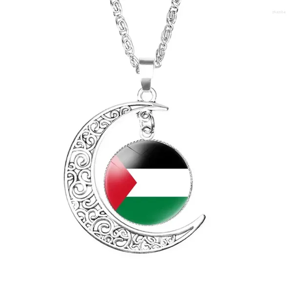 Zincirler Filistin Nation Flag Emblem Moon Sandalı Kişiselleştirilmiş Sanat Desenleri Cam Cabochon Takı