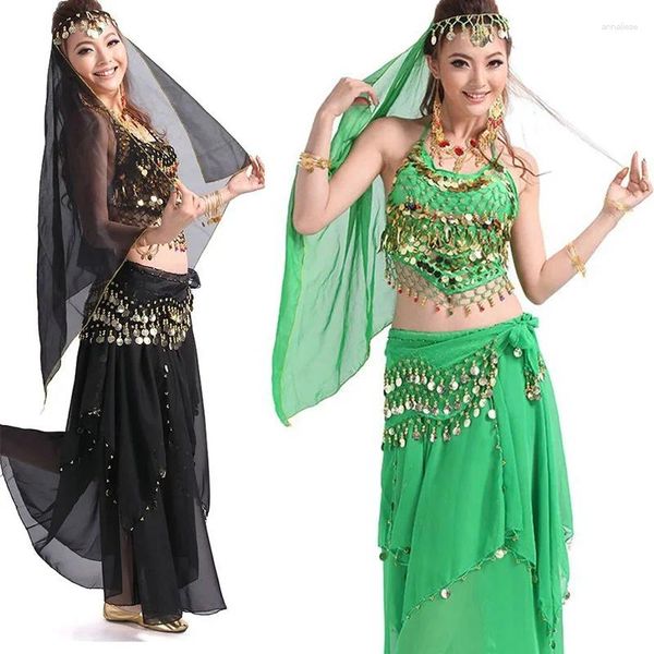 Sahne Giyim Justsaiyan4pcs/Set Belly Dancing Kostüm Setleri Egyption Mısır Dansı Bollywood Elbise Bellydance