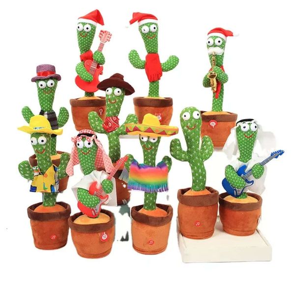 Regalo divertente per bambini personalizzati di nuova tendenza Alleggerisci il suono delle piante Ballando Cantando Parlando Cactus magico Giocattoli di peluche elettronici