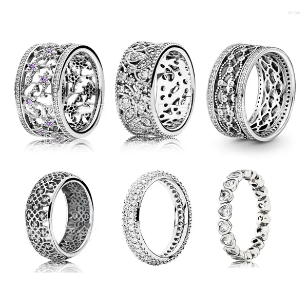 Cluster Rings 2023 Fashion 925 Серебряный серебряный алмаз простой ретро -лук круглый