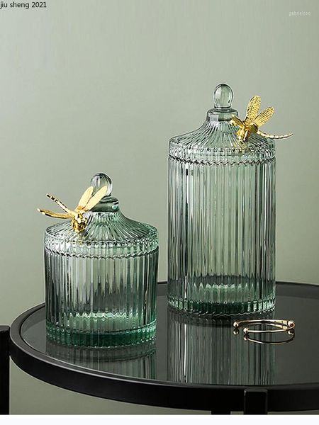 Bottiglie di stoccaggio Farfalla di vetro europea Barattolo di caramelle Scatola di gioielli trasparente verde rosa Contenitore di frutta secca per alimenti per la casa