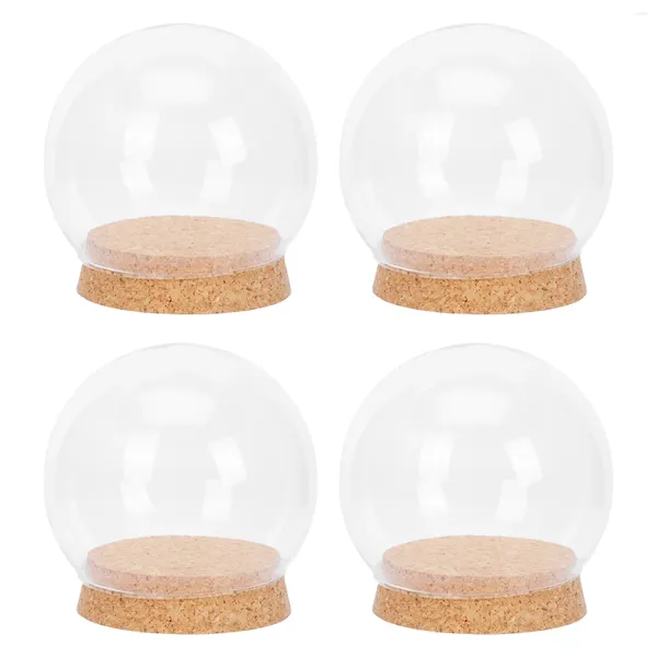 Dekorative Blumen Glaskuppel mit Sockel Klar Cloche Globe Display Glocke Glas 4 Stück Kuchenständer Dessertteller Abdeckung für