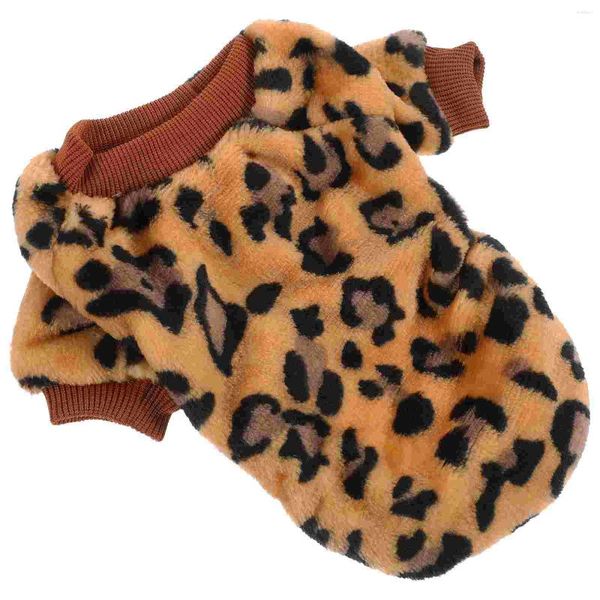 Abbigliamento per cani Abbigliamento Maglione decorativo per gatti Stampa leopardata Accessorio per animali domestici Pile di corallo Gilet per cuccioli caldo invernale resistente all'usura per la casa