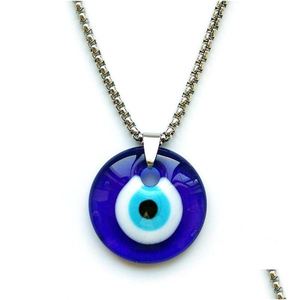 Anhänger Halsketten türkische böse Augen Halskette für Frauen Männer blaue Glasaugen Anhänger mit Edelstahlkette schützen Lucky Jewelry Dr. DH4DC