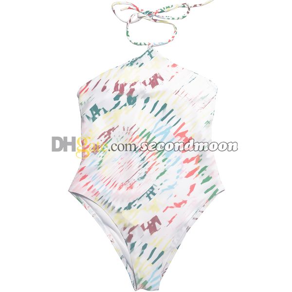 Mulheres cintura alta maiô letras impressão roupa de banho sexy halter beach wear primavera quente terno de natação