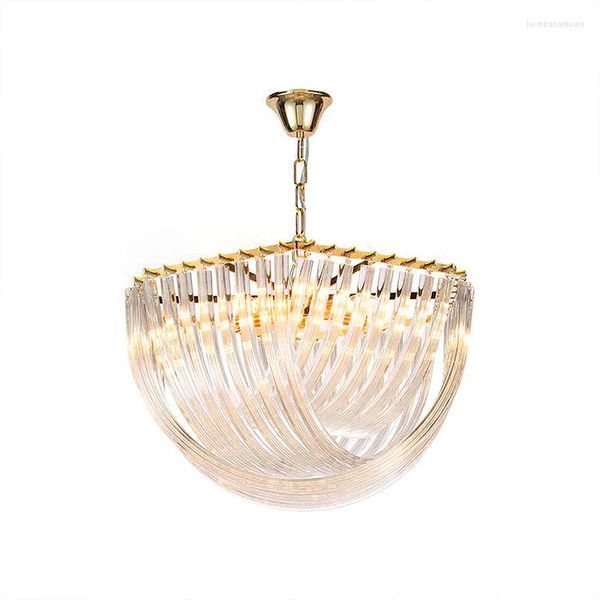 Chandelins Trevi Murano Chandelier Pós -moderno Gold Metal Clear Glass Lighture