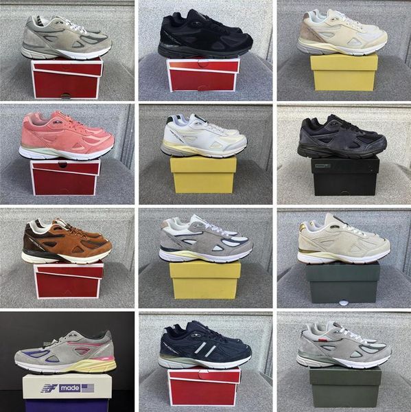 Scarpe da corsa designer maschile womens 990v4 990 v4 grigio verde bianco triplo nero argento jjjjjound navy blu angora calcare giorno kith bean al sole rosa