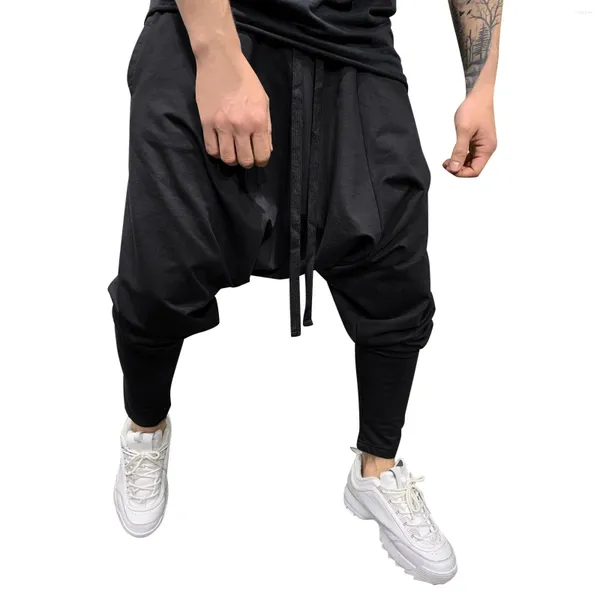 Männer Hosen Herren Hip Hop Trend Lose Einfarbig Harlan Geerntete Hosen Straße Sport Casual Drop-Crotch Für Mann ropa Hombre