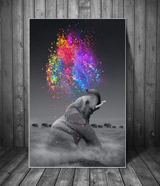 Fantasia elefante arte de parede posters impressão animal em tela pop arte decorativa imagens para sala de estar decoração sem moldura2176385