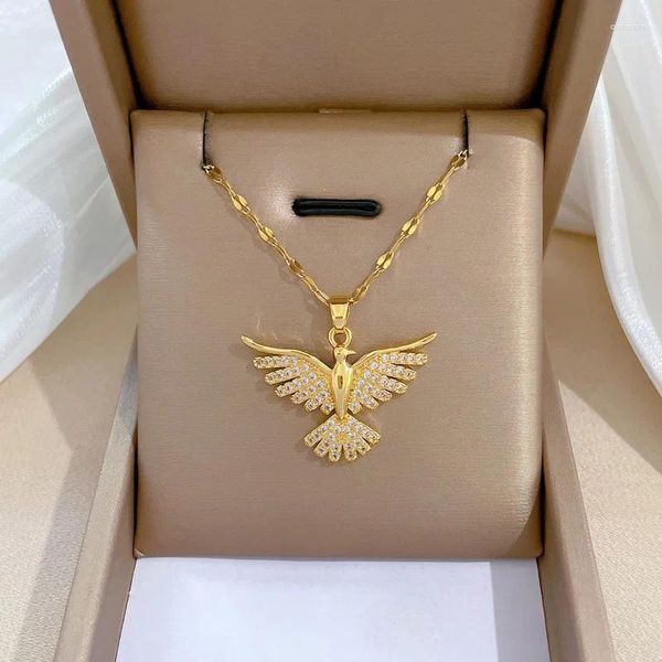 Anhänger Halsketten 12 teile/los Edelstahl Gold Farbe Zirkon Phoenix Vogel Kette Halskette Für Frauen Party Mode Schmuck Geschenk Großhandel