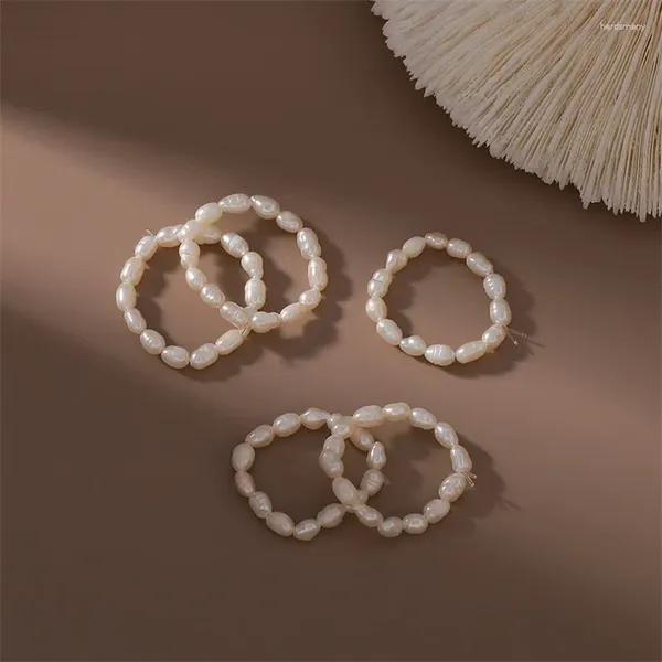 Cluster Ringe Japan Koreanische Trendy Handgemachte Perlen Natürliche Süßwasser Perle Für Frauen Einfache Finger Schmuck Ring Großhandel