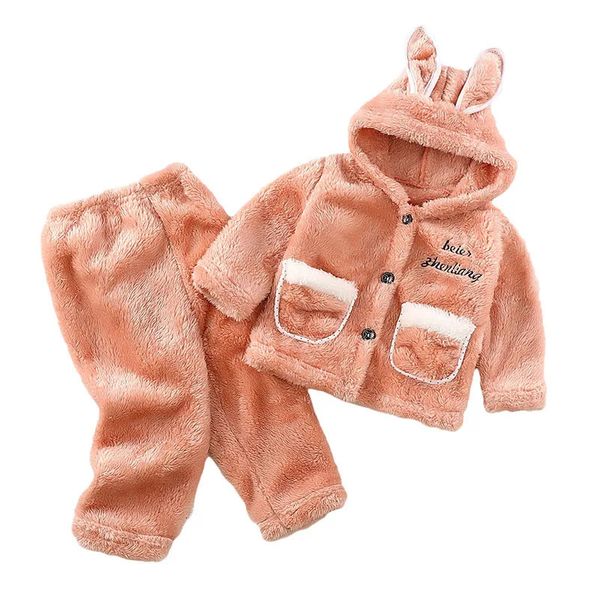 Pigiama per bambini Inverno Nato pigiama per bambino Set Cartoon Flanella con cappuccio Indumenti da notte per ragazza Ragazzo Bambini Homewear Costume1-10Y 231124