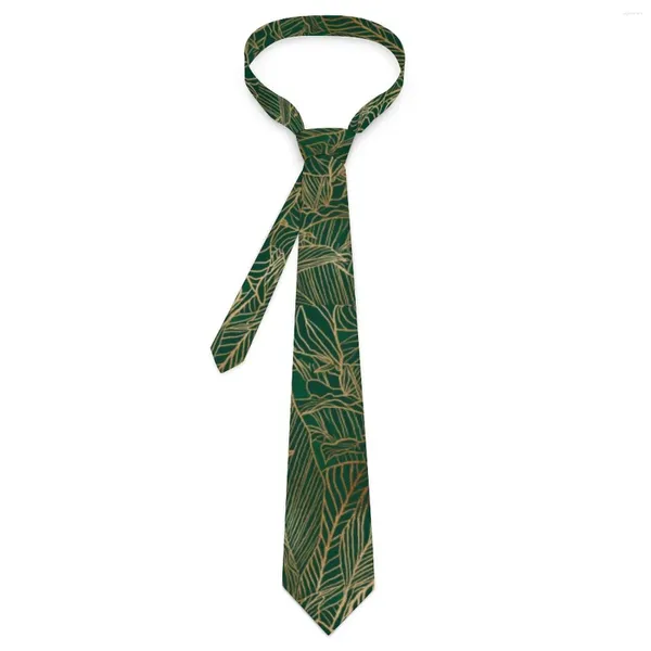 Papillon Cravatta da uomo Design con piante Collo Verde Foglie dorate Colletto casual retrò Accessori per cravatte di qualità per il tempo libero