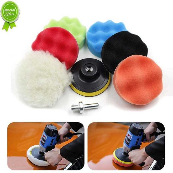 8pcs 3/4/5/6/7 polegadas de carro de polimento de carro auto-adesivo Buffing Sponge Wool Wheel Polhol