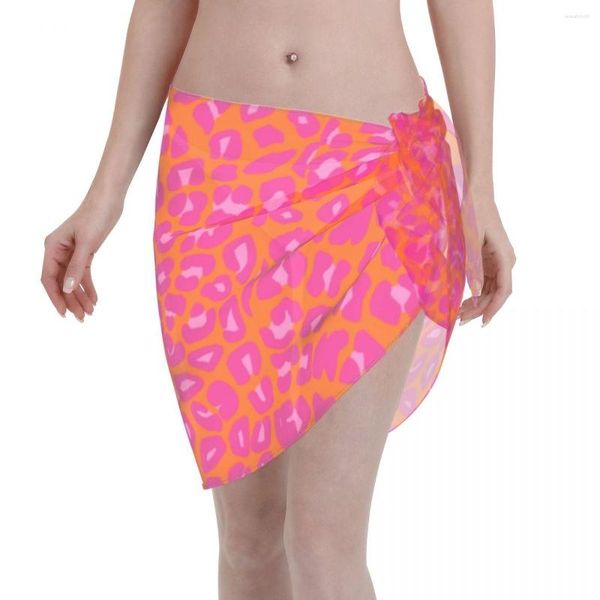 Pontos femininos de roupas de banho feminina Pontos de leopardo Sexy Mulheres de praia encobrimento de chiffon pareo lenço de sarongue biquíni de biquíni Saias de maiô