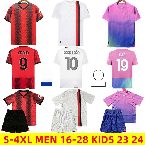 3XL 4XL Maglie da calcio Ac fans uomini bambini 16-18 Kit uniformi TONALI THEO BRAHIM MilAns IBRAHIMOVIC GIROUD Maglia da calcio 23 24 S-4XL DE KETELAERE R. LEAO HOME AWAY