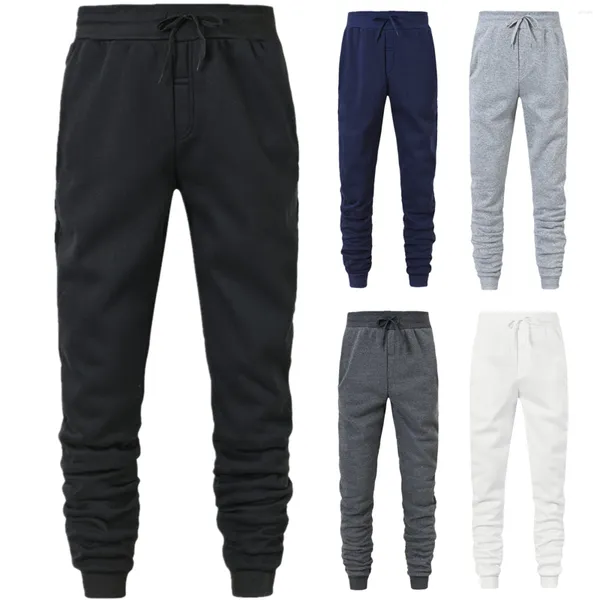 Мужские брюки, мужские брюки в стиле хип-хоп с эластичной резинкой на талии, однотонные повседневные свободные прямые спортивные штаны с мягкой подкладкой и карманами