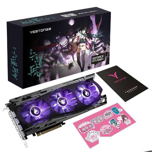 Placas Gráficas Yeston Nova Placa Gráfica Gddr6 Nvidia Rtx 3060 12G Gaming Gpu Vídeo Rgb Rtx3060-12Gd6 Lb Computador Desktop Overclock Drop Dhq70